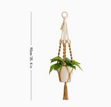 3 pcs Handwoven Plant Hanger-Cotton Rope Hanging Planter with Wooden Rings - Low Angle