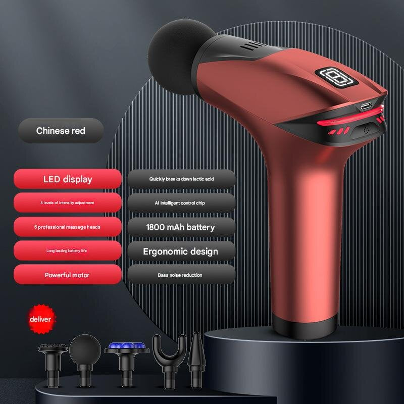 Red Fitness Muscle Relief Gun - Mini, Cold Pack, LED Display