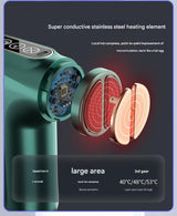 Green Heated Mini Fascia Massage Gun - LCD Display, Muscle Recovery Tool, 32 Adjustable Levels - Side View