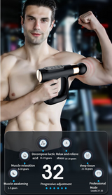 Green Heated Mini Fascia Massage Gun - LCD Display, Muscle Recovery Tool, 32 Adjustable Levels - 45-Degree Angle