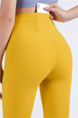 Size XL Rose Pink High-Waisted Seamless Yoga Pants for Women - Tummy Control, Butt Lifting & Back Waistband Pocket - Low Angle