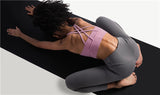 Size XL White Cross-Back Yoga Sports Bra for Women - High Support & Shockproof Fitness Bra - Low Angle