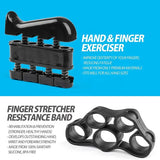 Black 5-Piece Hand Grip Strength Training Set – Adjustable Grip Exerciser, Silicone Grip Rings & Grip Ball - Top-Down View