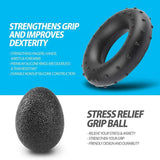 Black 5-Piece Hand Grip Strength Training Set  Adjustable Grip Exerciser, Silicone Grip Rings & Grip Ball