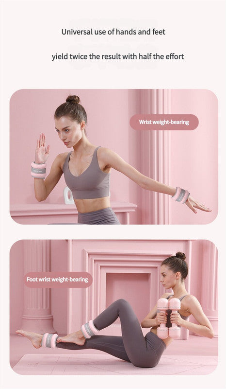 Pink Adjustable Weighted Leg & Wrist Sandbag Set  1kg Each for Fitness, Running, and Dance Training