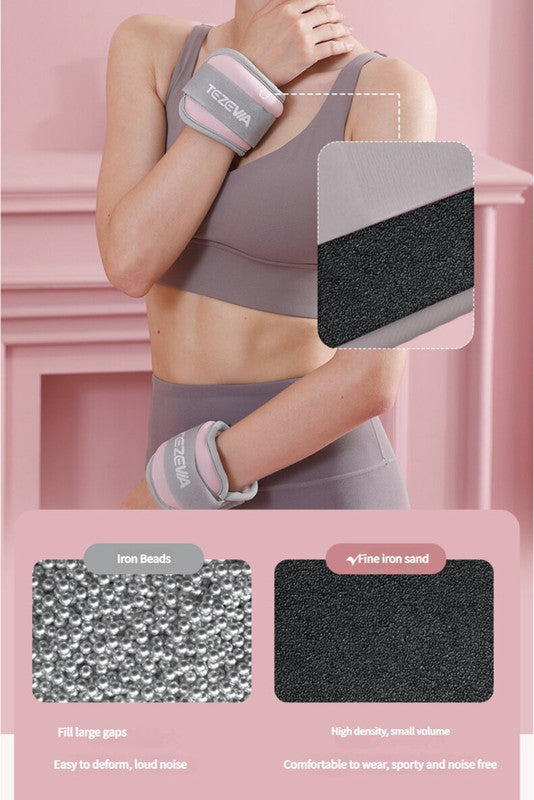Grey Adjustable Weighted Leg & Wrist Sandbag Set - 1kg Each for Fitness, Running, and Dance Training