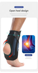 1 Pair Black And Blue Adjustable Ankle Brace - Compression Support for Running, Sports, and Ankle Recovery - Rear View