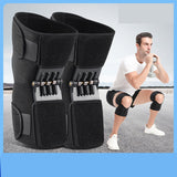 1 Pair Black Adjustable Knee Brace Support with Spring Booster  Patella Stabilizer for Squats, Hiking, and Outdoor Sports