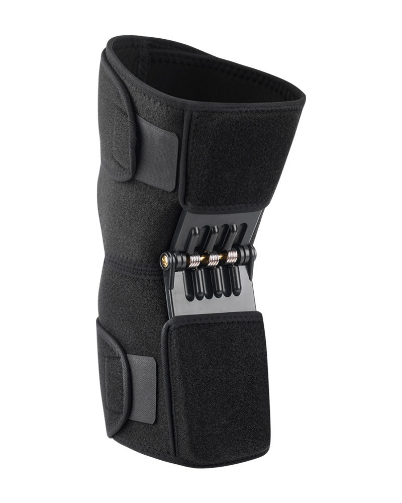 1 Pair Black Adjustable Knee Brace Support with Spring Booster  Patella Stabilizer for Squats, Hiking, and Outdoor Sports