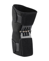 1 Pair Black Adjustable Knee Brace Support with Spring Booster – Patella Stabilizer for Squats, Hiking, and Outdoor Sports - 45-Degree Angle