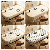 Style C Brown And Off White Premium PVC Tablecloth - Oil & Water Resistant Table Cover for Dining Tables (120 x 180 cm) - Front View