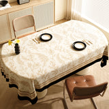 Style A Black And Beige Premium PVC Tablecloth - Oil & Water Resistant Table Cover for Dining Tables (140 x 220 cm)