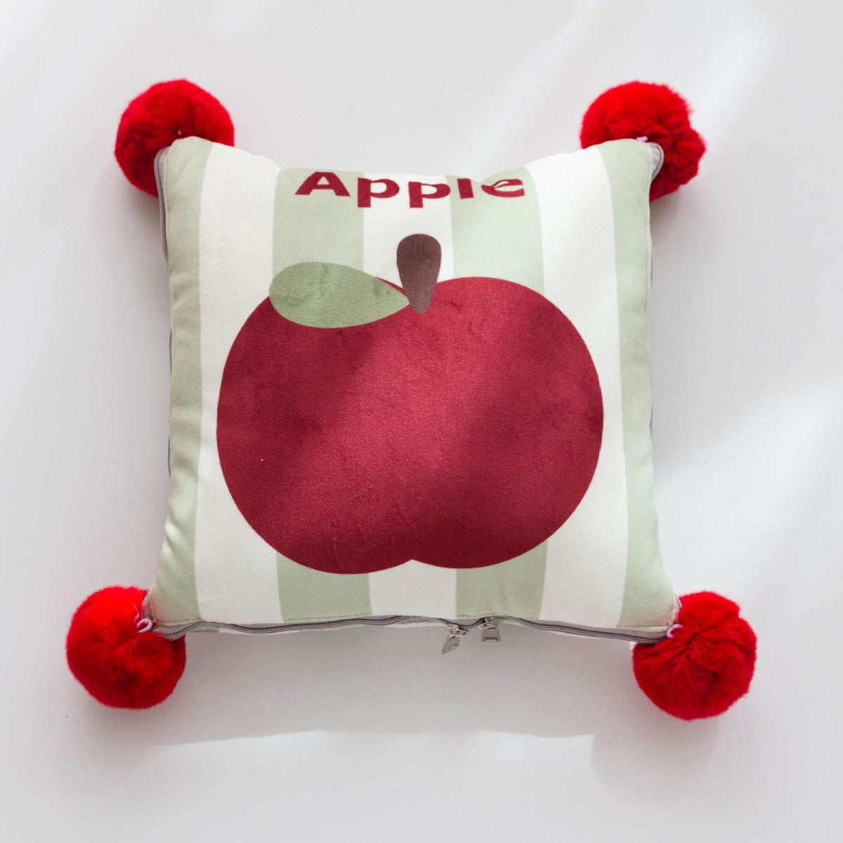 Red Apple Pattern Premium Plush Throw Pillow Blanket Combo ??Versatile Sofa Cushion for Home and Car Use, Ideal for Naps and Lounging