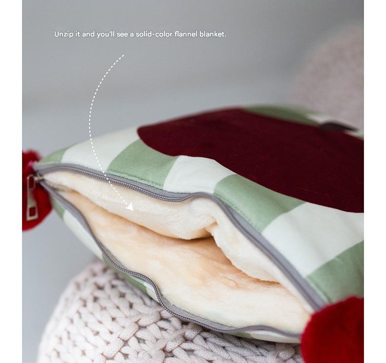 Red Apple Pattern Premium Plush Throw Pillow Blanket Combo ??Versatile Sofa Cushion for Home and Car Use, Ideal for Naps and Lounging