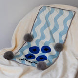 Blue Blueberry Pattern Premium Plush Throw Pillow Blanket Combo - Versatile Sofa Cushion for Home and Car Use, Ideal for Naps and Lounging - Rear View