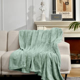 Yellow Soft Flannel Jacquard Throw Blanket - Cozy Sofa & Bed Cover, Air Conditioning Blanket, 50 x 60 Inches, Elegant Solid Color - Front View