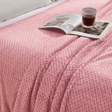 Yellow Soft Flannel Jacquard Throw Blanket - Cozy Sofa & Bed Cover, Air Conditioning Blanket, 50 x 60 Inches, Elegant Solid Color - 45-Degree Angle