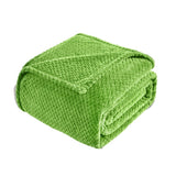 Green Soft Flannel Jacquard Throw Blanket - Cozy Sofa & Bed Cover, Air Conditioning Blanket, 50 x 60 Inches, Elegant Solid Color - Front View