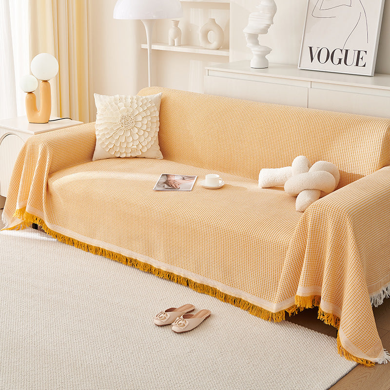 180*340CM Yellow Premium Polyester Sofa Throw Blanket, Multi-Seasonal Use, Sofa Protector