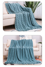 130*230CM Blue Modern Knitted Throw Blanket with Tassels - Soft & Lightweight for Sofa, Bed, and Office - Front View