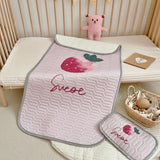 Strawberry Pattern 2 Piece Set Kids Cooling Pad Set - 60x120cm Cartoon Latex Mattress Protector,  Pillow - Front View