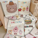Cute Bear Pattern 2 Piece Set Kids Cooling Pad Set - 60x120cm Cartoon Latex Mattress Protector, Pillow