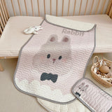 Rabbit Pattern 2 Piece Set Kids Cooling Pad Set - 60x120cm Cartoon Latex Mattress Protector, Pillow - Front View