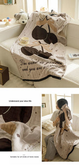 Brown Bear Pattern Soft and Absorbent 4-Layer Cotton Bath Towel for Adults and Children | Cartoon Design | 80*160 cm | Perfect for Bathing and Lounging - Front View