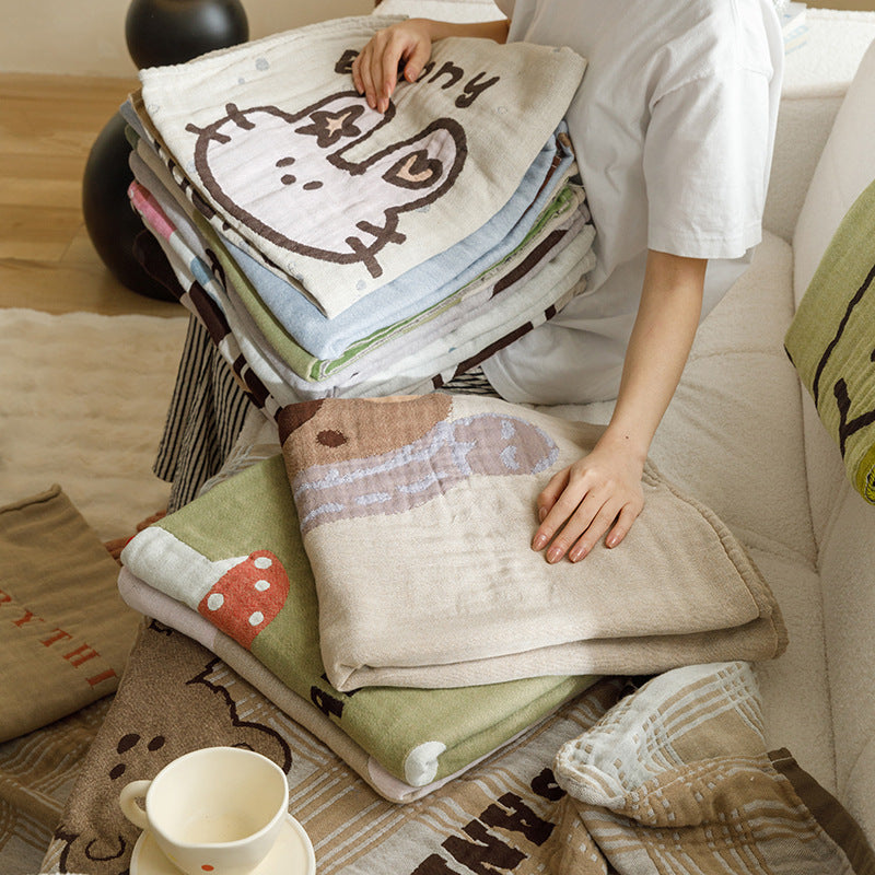 Brown animals Pattern Soft and Absorbent 4-Layer Cotton Bath Towel for Adults and Children | Cartoon Design | 80*160 cm | Perfect for Bathing and