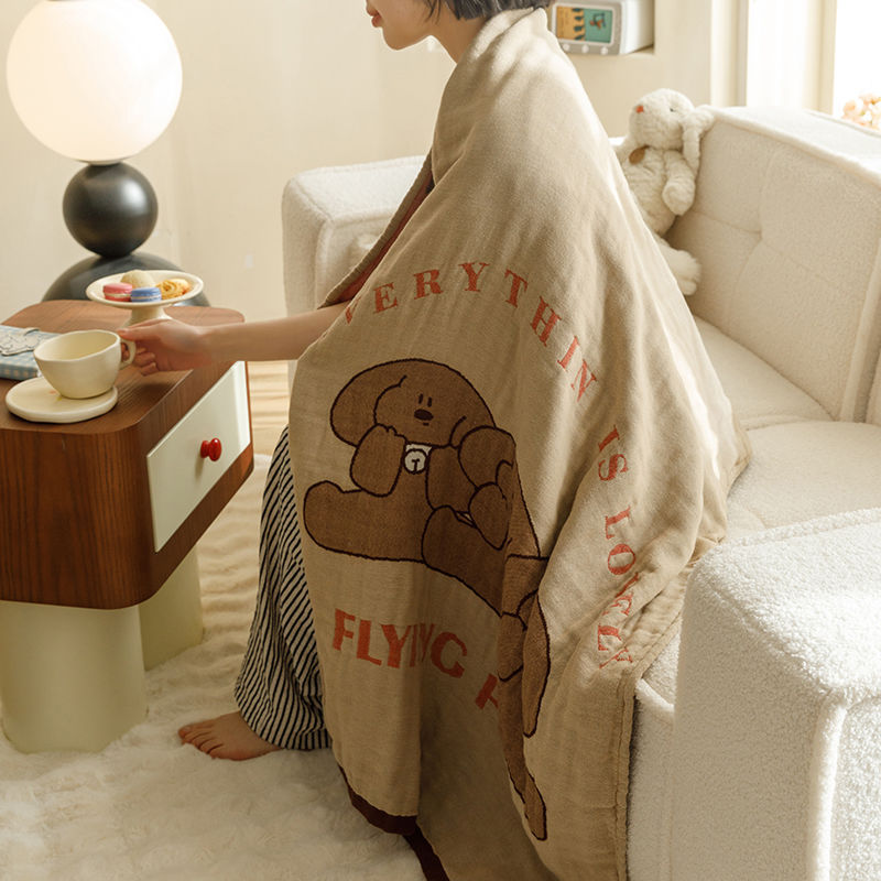 Brown animals Pattern Soft and Absorbent 4-Layer Cotton Bath Towel for Adults and Children | Cartoon Design | 80*160 cm | Perfect for Bathing and