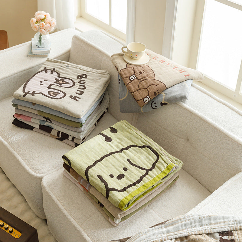 Brown Dogs Pattern Soft and Absorbent 4-Layer Cotton Bath Towel for Adults and Children | Cartoon Design | 80*160 cm | Perfect for Bathing and