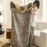 Blue Apples Pattern Soft and Absorbent 4-Layer Cotton Bath Towel for Adults and Children | Cartoon Design | 80*160 cm | Perfect for Bathing and