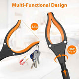 Yellow Foldable Grabber Tool with Silicone Non-Slip Claws - Ideal for Litter Picking, Outdoor Use, and Household Cleaning - 45-Degree Angle
