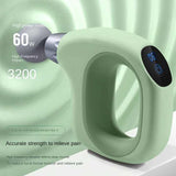 Green Mini Handheld Fascia Gun - Quiet, Portable, and Adjustable 12-Speed Muscle Massager for Neck, Back, and Full Body Relief, ABS+TRP Material - Side View