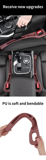 Black Car Seat Gap Filler – 2 Pieces Car Interior Storage Organizer for Front Seat Seam - Low Angle