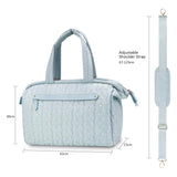 Blue Quilted Pattern Large Capacity Mummy Bag - Stylish Baby Diaper Bag for Moms, Baby Stroller Bag with Multiple Compartments - Front View