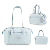 Blue Quilted Pattern Large Capacity Mummy Bag - Stylish Baby Diaper Bag for Moms, Baby Stroller Bag with Multiple Compartments - Top-Down View