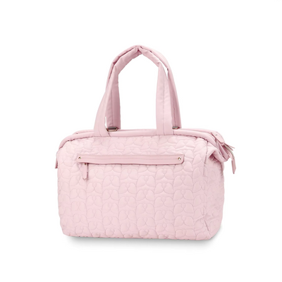 Pink Quilted Pattern Large Capacity Mummy Bag - Stylish Baby Diaper Bag for Moms, Baby Stroller Bag with Multiple Compartments
