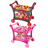 Red Children's Pretend Play Kitchen Cart Set with Toys - Roleplay Cooking Set with Accessories - Educational Toy for Kids - Front View