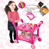 Red Children's Pretend Play Kitchen Cart Set with Toys - Roleplay Cooking Set with Accessories - Educational Toy for Kids - Top-Down View