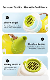 Yellow Interactive Animal Sound Whistle Horn for Kids – Lung Capacity Training and 30+ Sound Effects Toy - Low Angle