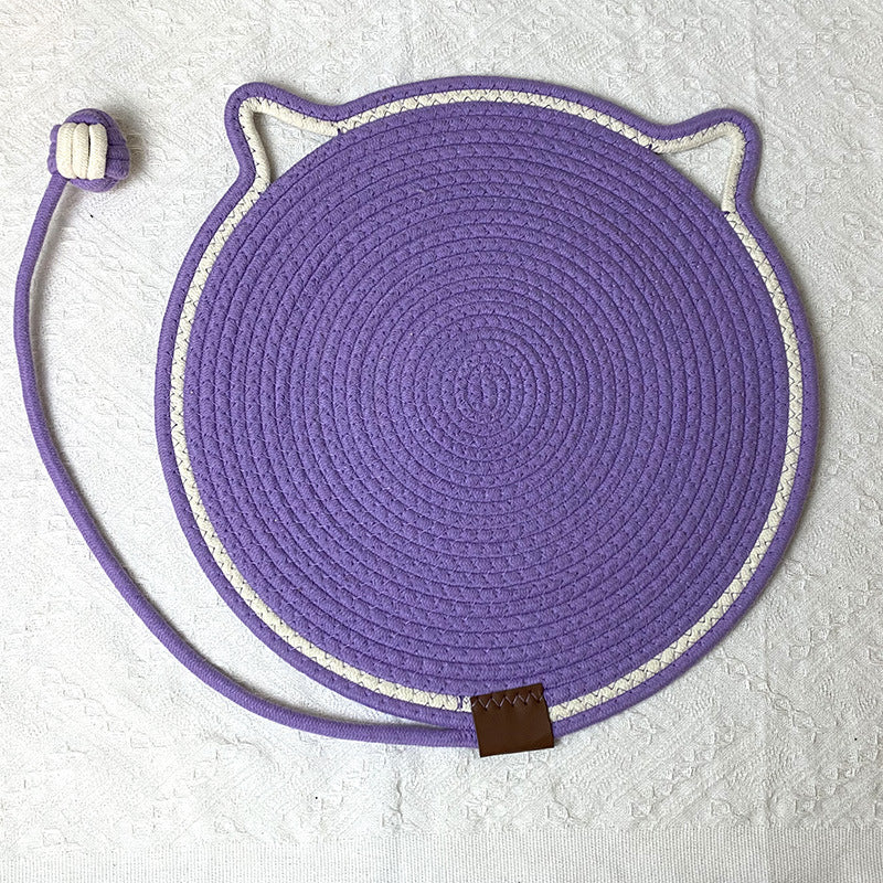 3 Pcs Purple Durable Cat Scratching Mat with Attached Toy Ball ??Washable and Multi-Functional, Ideal for Cats' Scratching and Sleeping ??50cm Diameter