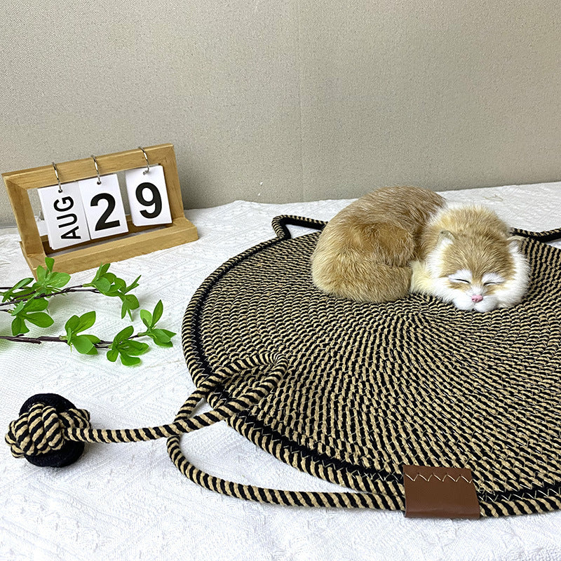 3 Pcs Purple Durable Cat Scratching Mat with Attached Toy Ball ??Washable and Multi-Functional, Ideal for Cats' Scratching and Sleeping ??50cm Diameter