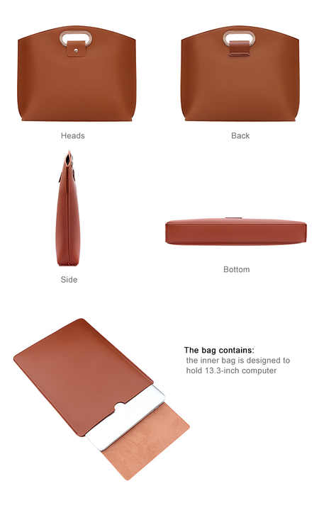 Beige Elegant PU Leather Laptop Handbag & Sleeve - Protective and Stylish Laptop Case with Adjustable Strap for 15.6-inch Laptops