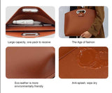 Green Elegant PU Leather Laptop Handbag & Sleeve - Protective and Stylish Laptop Case with Adjustable Strap for 15.6-inch Laptops - Front View