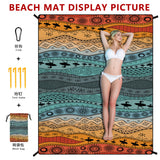 Style STD-001-50 Blue And Brown Quick Dry Beach Mat Sand Proof Waterproof Outdoor Picnic Blanket - Compact & Lightweight - Front View