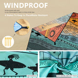 Style STD-001-50 Blue And Brown Quick Dry Beach Mat Sand Proof Waterproof Outdoor Picnic Blanket - Compact & Lightweight - Top-Down View