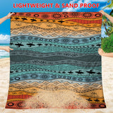 Style STD-001-50 Blue And Brown Quick Dry Beach Mat Sand Proof Waterproof Outdoor Picnic Blanket - Compact & Lightweight - Rear View