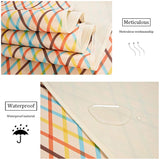 Yellow Stripes Stitching Premium Picnic Mat - Extra Thick & Waterproof Oxford Cloth Camping Blanket - 145x180cm - Rear View