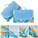 Blue Stripes Stitching Premium Picnic Mat - Extra Thick & Waterproof Oxford Cloth Camping Blanket - 145x180cm - Front View